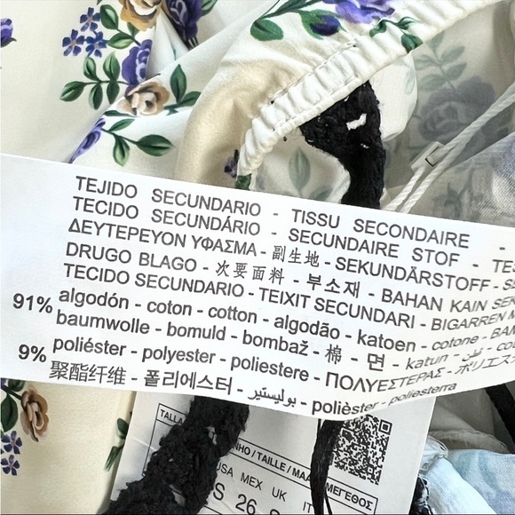 NWT ZARA Floral Satin Sleeveless V-Neck Crochet Bodice Empire Waist Slip Dress S - Picture 8 of 8